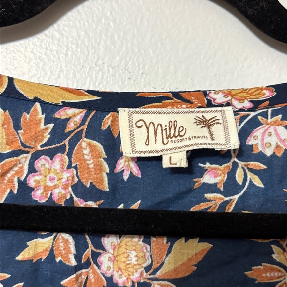 Mille Resort Floral Cotton Smocked Waist Boho Midi Dress L - Picture 3 of 5